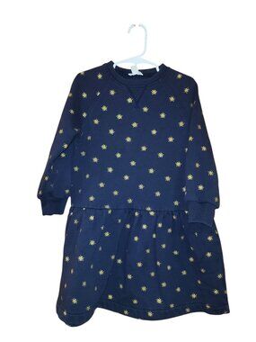 Crewcuts Navy Blue Long Sleeve Girls Dress With Yellow Star Print size 7